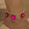 Triple Deep Pink Flower Alloy Charm Twisted Chain Anklets for Women FS-WGF82CC-01-2