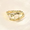 Oval Brass Cat Eye Cuff Rings for Women RJEW-U042-01G-2