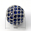 Brass Cubic Zirconia Beads X-ZIRC-D009-03P-1