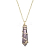 Natural Mixed Gemstone Faceted Bullet Shaped Pendant Necklaces NJEW-JN05026-01-4