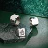 Unicraftale 3Pcs 3 Size 304 Stainless Steel Rectangle Signet Finger Rings RJEW-UN0001-26P-2