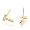 Brass Micro Pave Clear Cubic Zirconia Stud Earrings EJEW-O103-11G-2