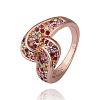 Real Rose Gold Plated Tin Alloy Colorful Czech Rhinestone Finger Rings for Women RJEW-BB14217-8RG-1