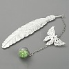 Silver Tone Brass Feather Bookmarks AJEW-WH0020-55S-03-2