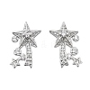 Brass Micro Pave Clear Cubic Zirconia Star Stud Earrings EJEW-B134-01-2