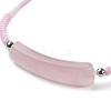 Curved Rectangle Natural Rose Quartz Adjustable Nylon Cord Braided Bead Bracelets for Women Men BJEW-JB10280-01-2