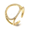 Rack Plating Brass Micro Pave Cubic Zirconia Open Cuff Rings for Women RJEW-M022-14G-1