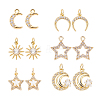 SUPERFINDINGS 12Pcs 6 Style Brass Cubic Zirconia Charms ZIRC-FH0001-36-1