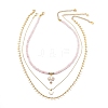 3Pcs 3 Style Natural Rose Quartz Cross & Star Pendant Necklaces Set with Brass Chains NJEW-JN04032-1