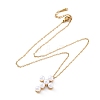 304 Stainless Steel & Plastic Imitation Pearl Cross Pendant Necklaces for Women NJEW-U032-15G-4