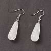 Teardrop Platinum Tone Brass Natural Crystal Dangle Earrings EJEW-M058-11-2
