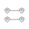 304 Stainless Steel Micro Pave Violet Cubic Zirconia Nipple Rings WGA4B87-02-1