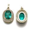 Golden Plated Brass Micro Pave Clear Cubic Zirconia Pendants ZIRC-F123-02C-2