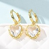 Valentine's Day Heart Brass & Glass Hoop Earrings EJEW-Z164-23G-03-2