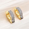 Brass Micro Pave Clear Cubic Zirconia Hoop Earrings EJEW-H158-16A-GP-1