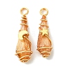 2Pcs Electroplated Natural Quartz Crystal Dyed Copper Wire Wrapped Pendants PALLOY-JF03174-01-1