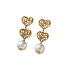 Brass & Plastic Pearl Stud Dangle Earrings WGE9714-01-5