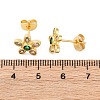 Flower Brass Micro Pave Cubic Zirconia Stud Earrings EJEW-Z087-01G-5