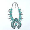 Alloy & Synthetic Turquoise Boho Flower Squash Bib Necklaces for Women FS-WGADD2A-01-2