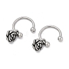 Rose Flower 316 Surgical Stainless Steel Hoop Earrings EJEW-G416-45AS-4