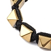 Pyramid Synthetic Non-Magnetic Hematite Braided Bead Bracelets BJEW-E102-03-3