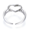 Non-Tarnish 304 Stainless Steel Heart Open Cuff Ring RJEW-N040-23-3