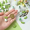 40Pcs 4 Styles Saint Patrick's Day Theme Spray Painted Natural Wood Beads WOOD-FS0001-13-4