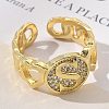 Brass Micro Pave Clear Cubic Zirconia Open Cuff Rings for Women RJEW-K289-02G-S-3