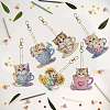 6Pcs Cat DIY Diamond Painting Keychain Kit PW-WG36976-01-4