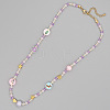 Christmas Theme Glass & Imitaiton Pearl & Brass Bicone Flat Round Beaded Necklaces GF3195-6-1