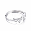 Anti-Tarnish Adjustable Rhodium Plated 925 Sterling Silver Finger Ring Components STER-F048-26P-2