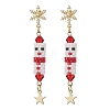 Christmas Theme Brass Clear Cubic Zirconia Dangle Stud Earrings EJEW-MZ00552-03-3