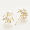 Brass Cubic Zirconia Stud Earrings KK-T029-16G-2