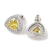 Brass Pave Cubic Zirconia Triangle Stud Earrings for Women EJEW-I304-22P-3