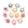 Polymer Clay Flower & CCB Frame Links Connector Charms CLAY-T022-19A-1