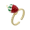 Brass Enamel Open Cuff Rings for Women RJEW-F179-08G-02-2