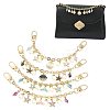 4Pcs 4 Styles Alloy Rhinestone with Acrylic Pearl Bead Charm Cable Chain Bag Decorative Chains HJEW-FS00060-04-1