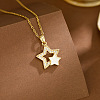 304 Stainless Steel Pave Clear Cubic Zirconia Star Pendant Necklaces for Women WG2EDAA-02-1