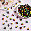 200Pcs Ghana Jamaica Reggae Stripe Resin Beads RESI-ME0001-10-4