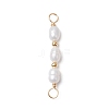 Natural Cultured Freshwater Pearl Rice Beaded Connector Charms PALLOY-JF03703-1