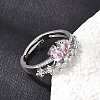 Brass Micro Pave Cubic Zirconia Cuff Open Rings CU-CBA5C10-07P-2