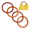 WADORN 4Pcs 2 Style Round Ring Wood Bag Handles FIND-WR0008-06-1