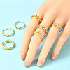 7Pcs 7 Styles Valentine's Day Goddess Series Brass Micro Pave Clear Cubic Zirconia Cuff Rings for Women RJEW-S399-16G-3