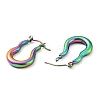 Ion Plating(IP) Rainbow Color 304 Stainless Steel Twist Oval Hoop Earrings for Women EJEW-G293-07M-2