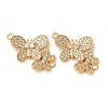Brass Micro Pave Clear Cubic Zirconia Connector Charms CU-CBA4579-01G-C-1