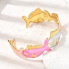 Ocean 304 Stainless Steel Enamel Fish Open Cuff Bangles for Women SA-CBA1A30-02A-G-2