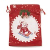 Christmas Theme Rectangle Cloth Bags with Jute Cord LS-ABAG-P008-01A-2