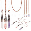 3Pcs Cone Natural Rose Quartz & Amethyst & Malaysia Jade & Cherry Quartz Glass Dowsing Pendulums PALLOY-MA00007-1