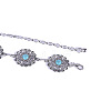 Alloy with Synthetic Turquoise Oval Flower Link Chain Waist Chains for Women FS-WG10943-01-3