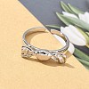 925 Sterling Silver Bowknot Open Cuff Rings for Women RJEW-R008-02S-01-3